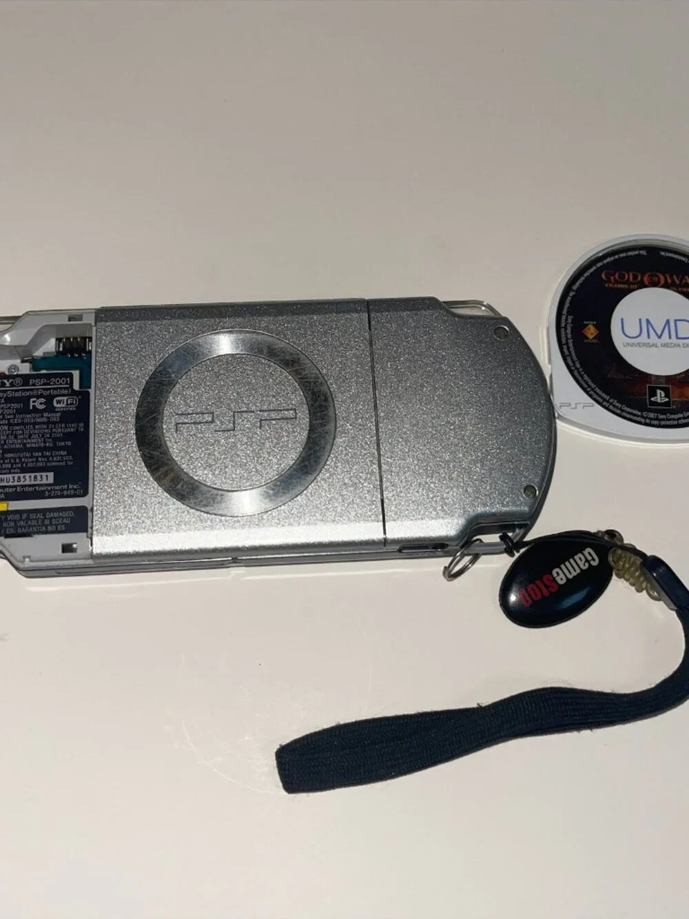 Sony PSP-2001 Slim Edition Silver *No Battery* For Parts/Repair God of War Lot